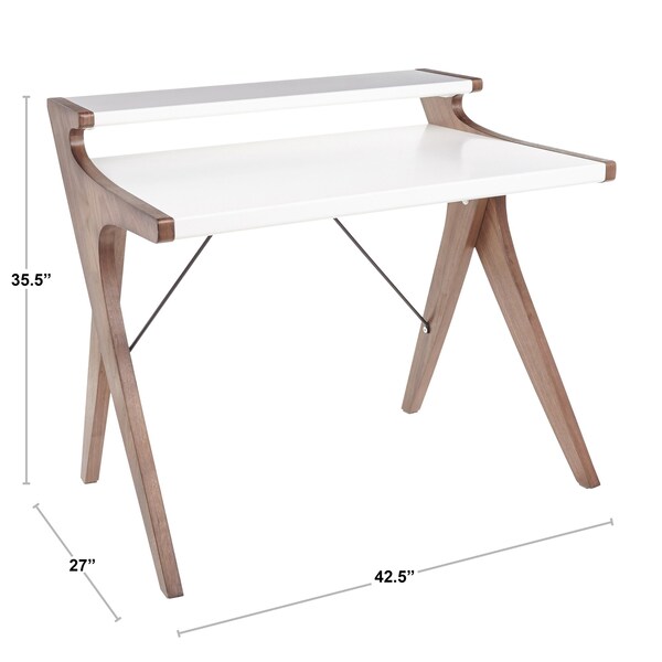 Archer Desk In Walnut Wood With White Wood Top